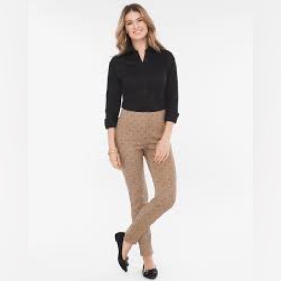 NWT Chico’s So Slimming Juliet Straight Leg Brown Herringbone Pant Size 14 (2.5) - Picture 2 of 9